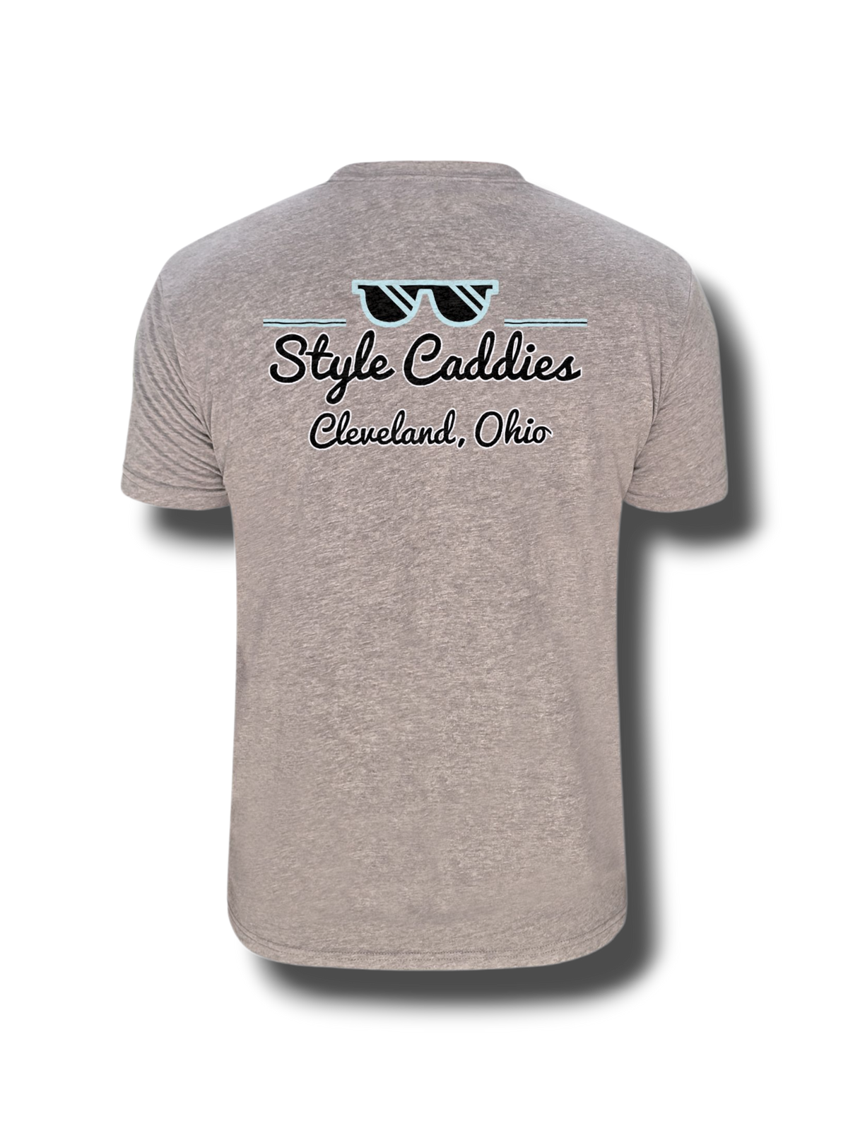 Grey CLE Style Caddies tee shirt back view