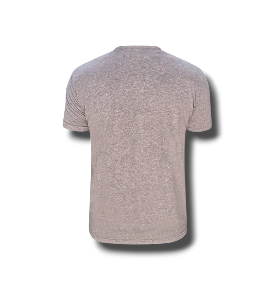 Heather grey signature tee shirt back view