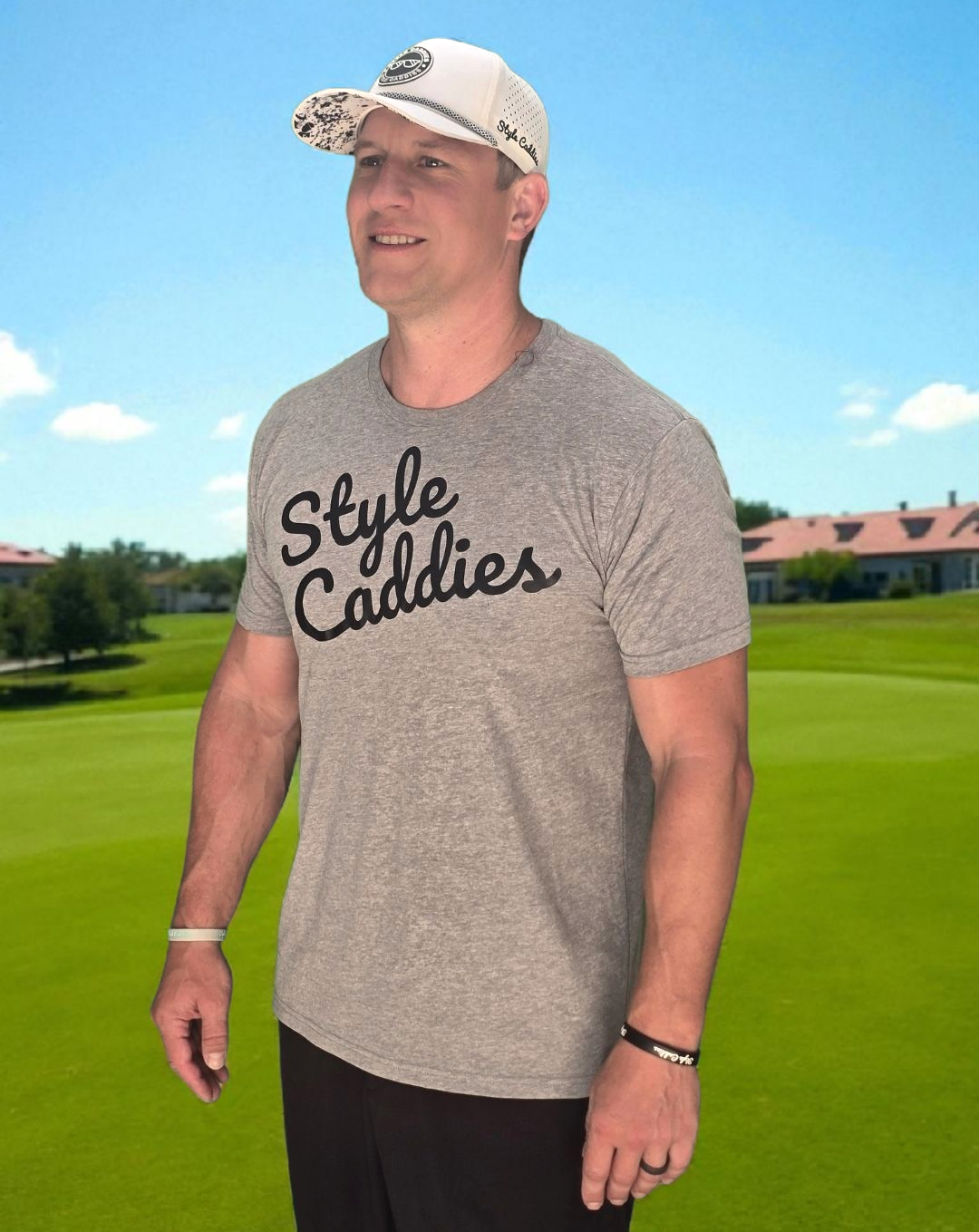 Style Caddies heather grey signature golf t-shirt product view