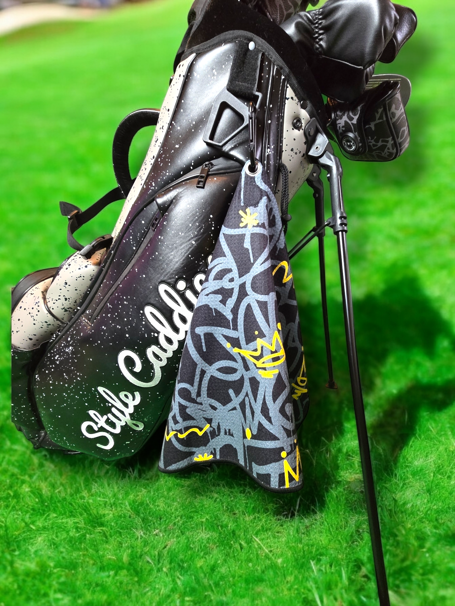 Hip Hop magnetic golf towel flat lay back