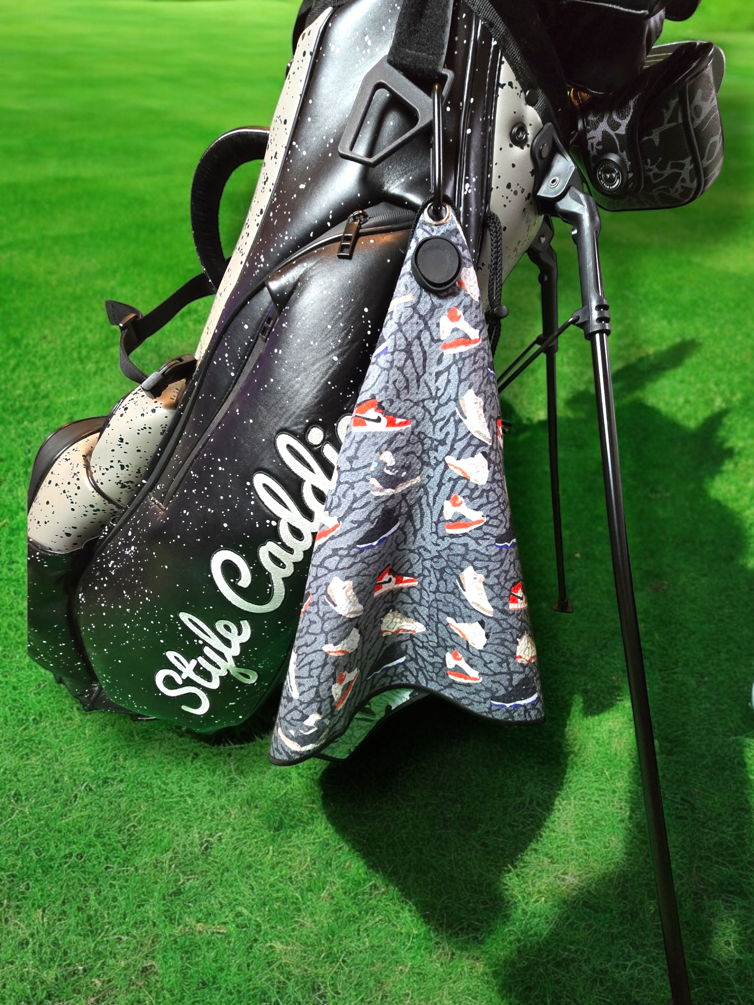 J's magnetic golf towel flat lay front