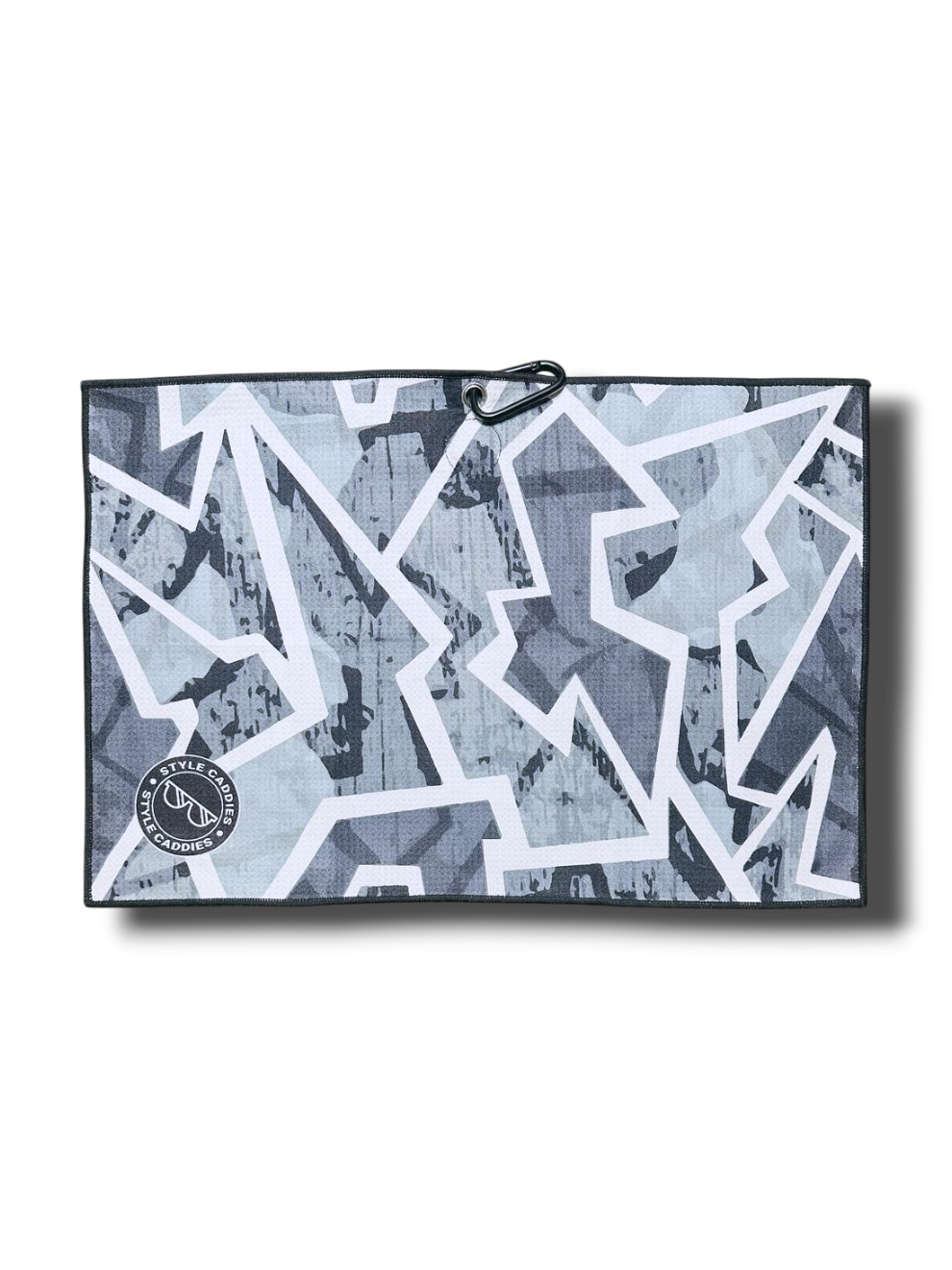 Metrics magnetic golf towel hanging on golf bag