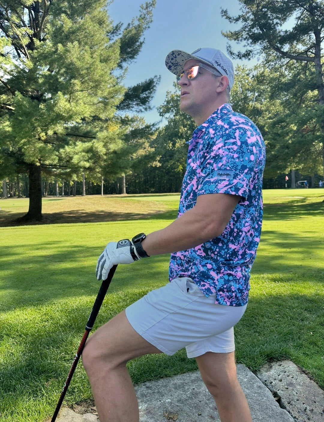 Pinkulator golf polo shirt product view