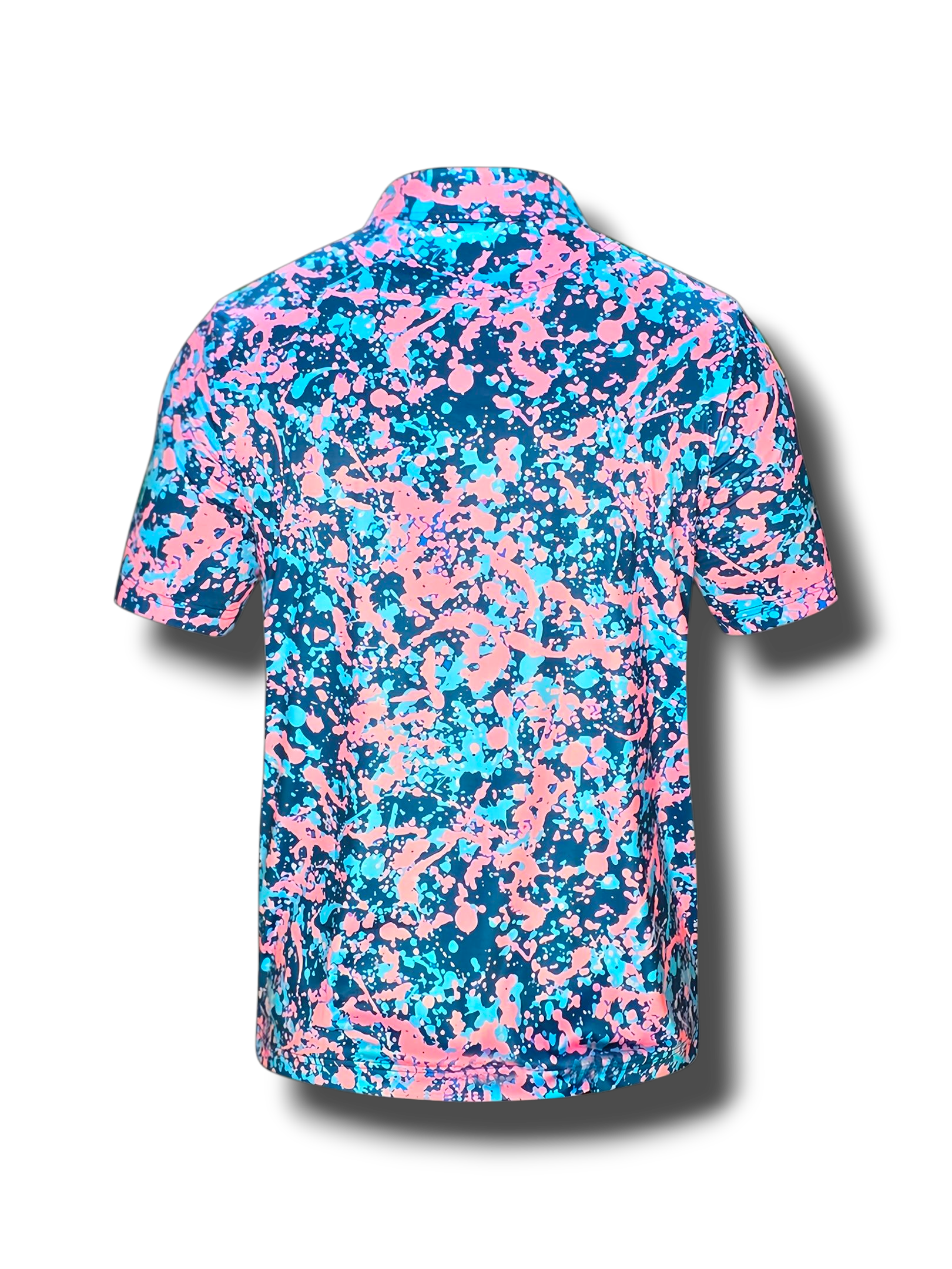 Pinkulator golf polo shirt side view