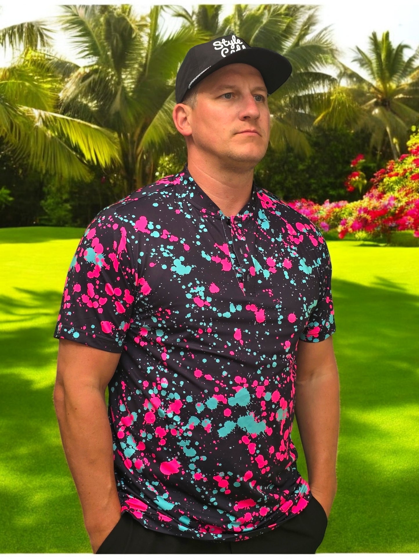Pretty splat blade polo shirt angle view