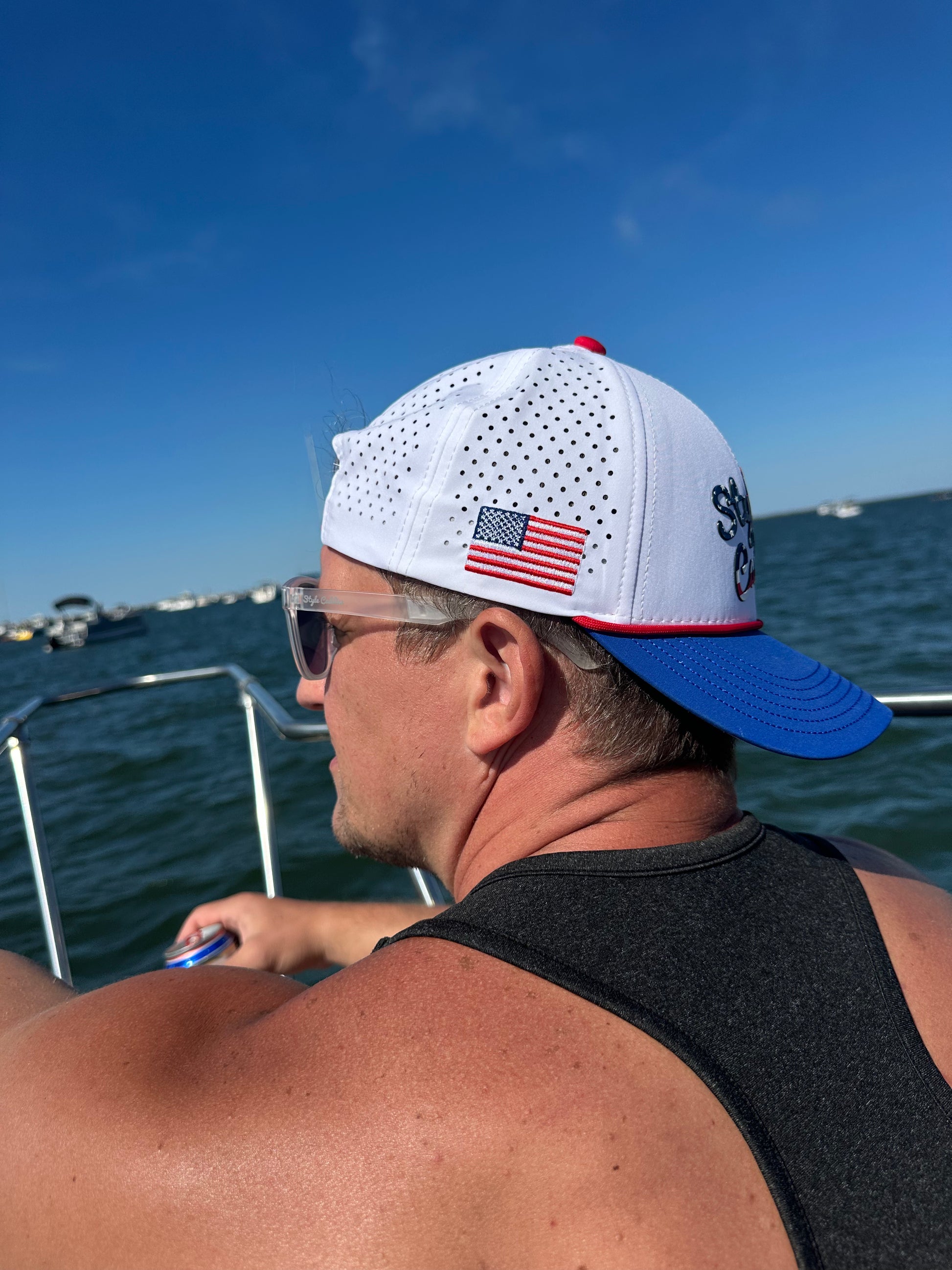 Red white blue golf hat adjustable fit