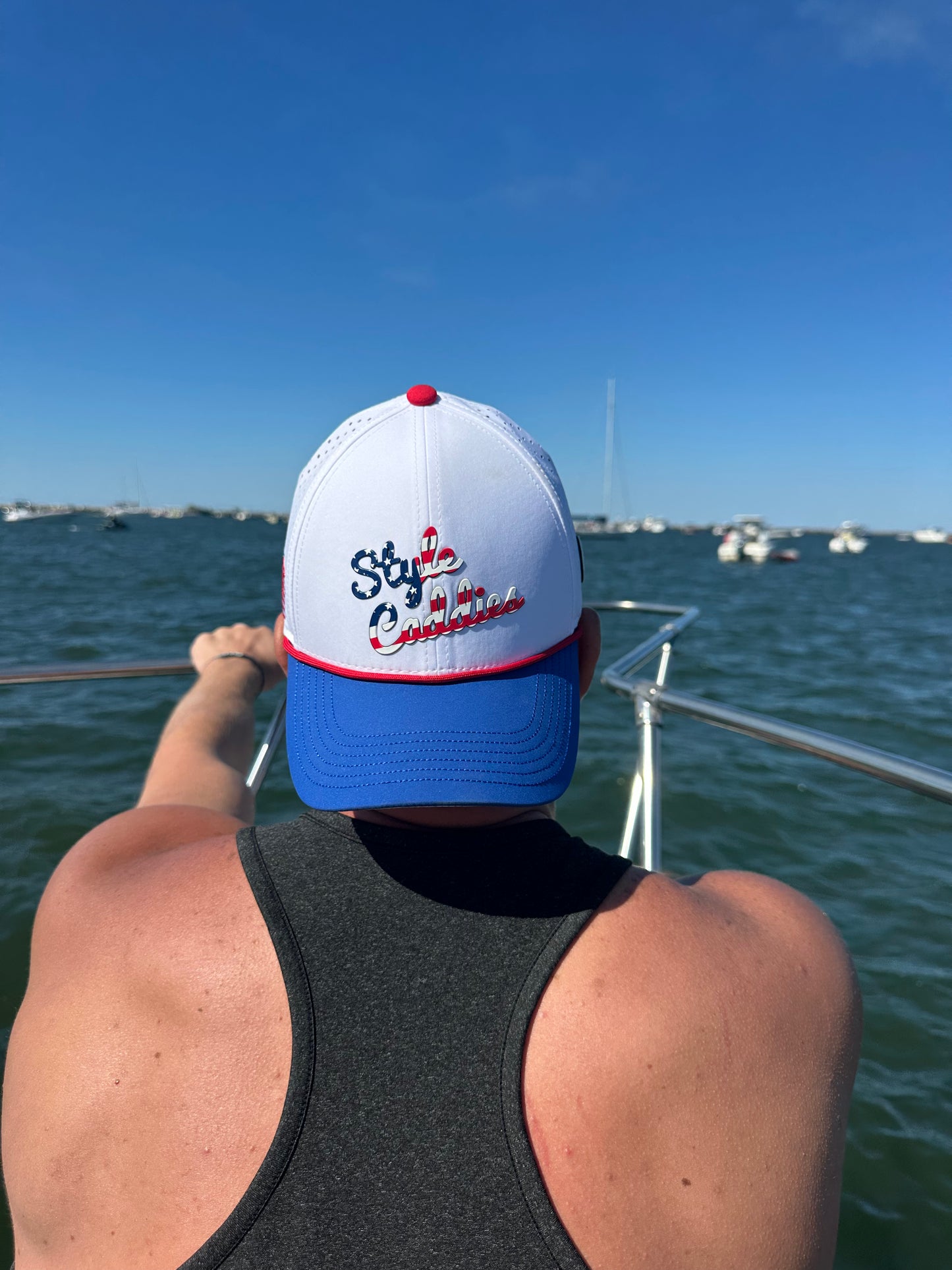 USA golf rope hat being worn on golf course