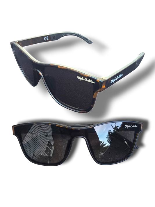 tortoise performance sunglasses with black lenses